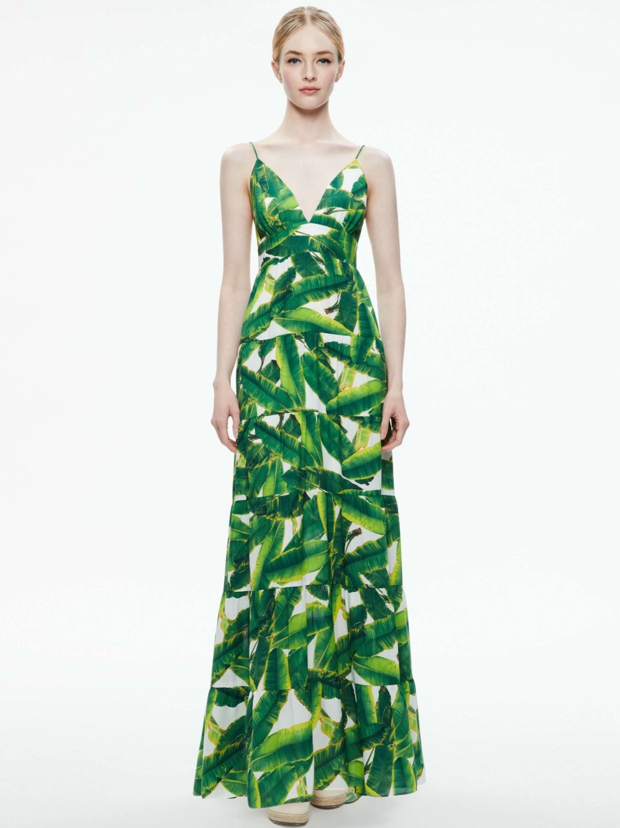 Dresses * | Karolina Tie Back Maxi Dress Alice And Olivia Exclusive Design