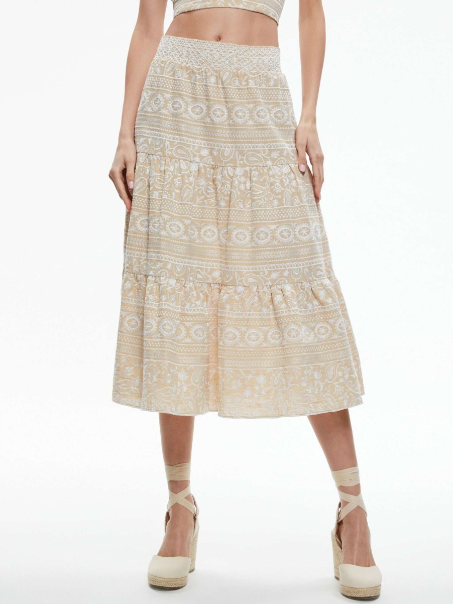 Skirts * | Reise Tiered Midi Skirt Alice And Olivia Official