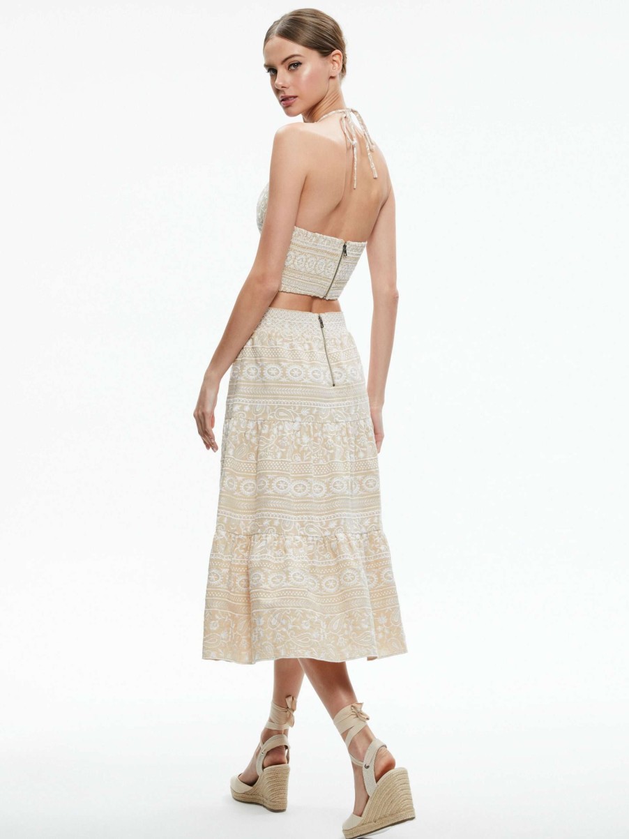 Skirts * | Reise Tiered Midi Skirt Alice And Olivia Official