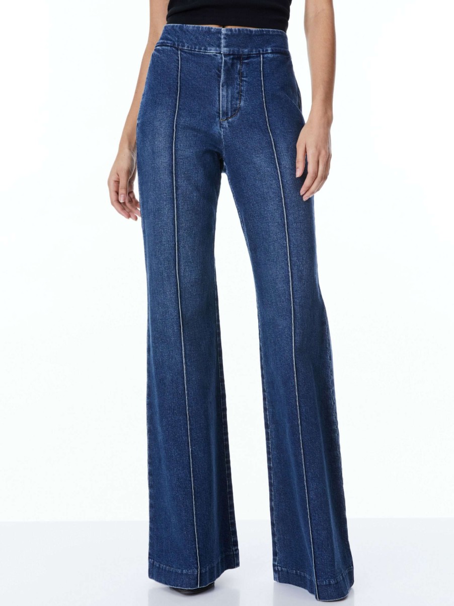 Pants * | Dylan High Waisted Wide Leg Jean Alice And Olivia Official