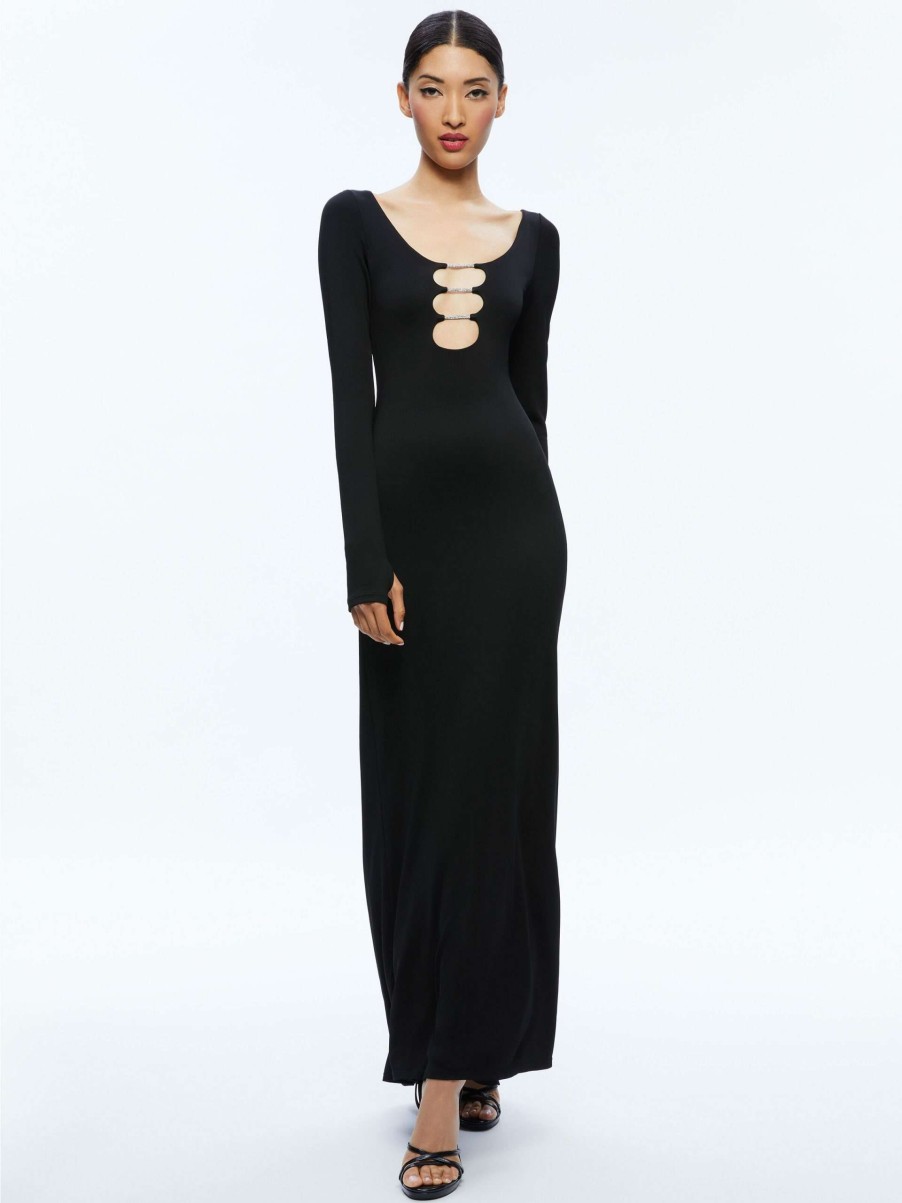 Dresses * | Kalena Scoop Neck Cutout Maxi Dress Alice And Olivia Crazy Deals