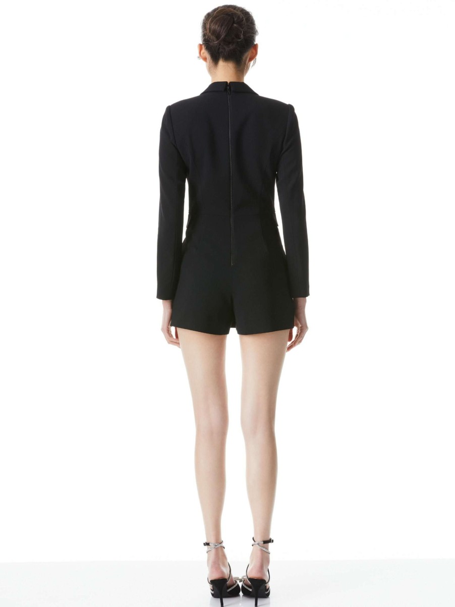 Jumpsuits * | Kyrie Tuxedo Skort Romper Alice And Olivia Less Expensive