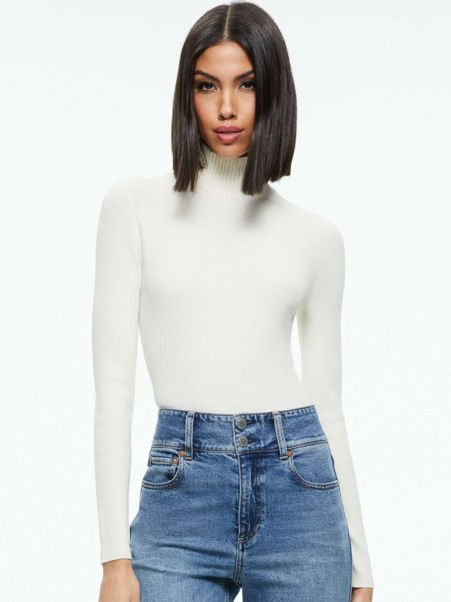 Sweaters * | Senaida Cropped Mock Neck Pullover Alice And Olivia Less Expensive