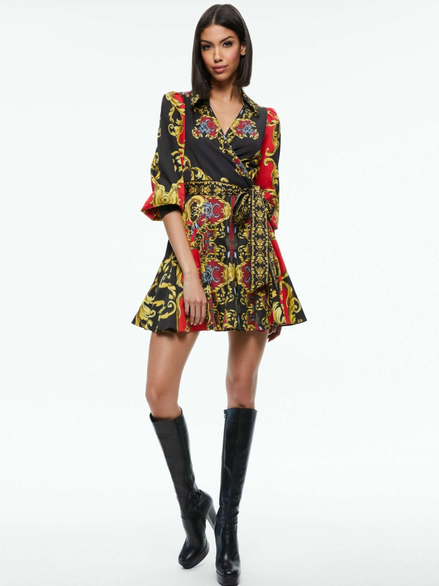 Dresses * | Alisa Wrap Godet Shirt Dress Alice And Olivia Crazy Deals