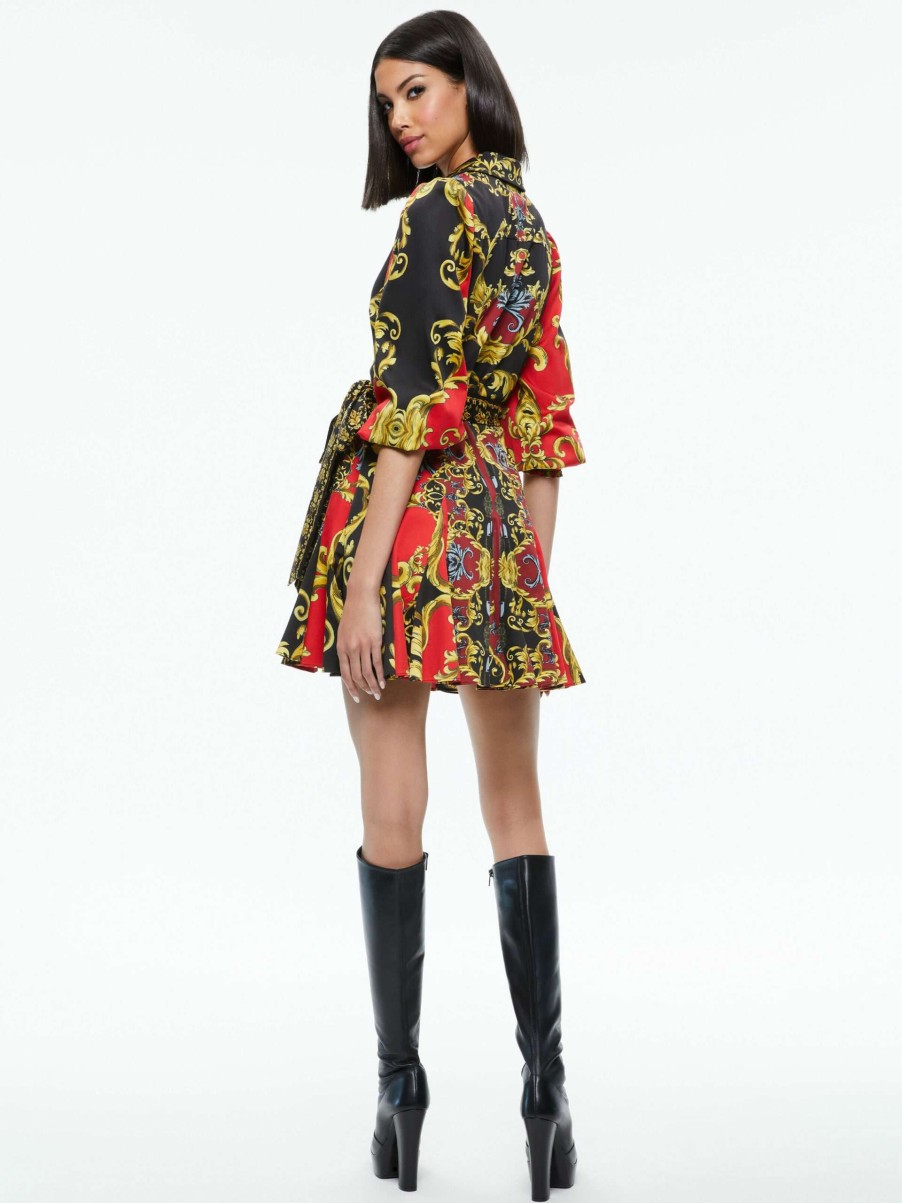 Dresses * | Alisa Wrap Godet Shirt Dress Alice And Olivia Crazy Deals