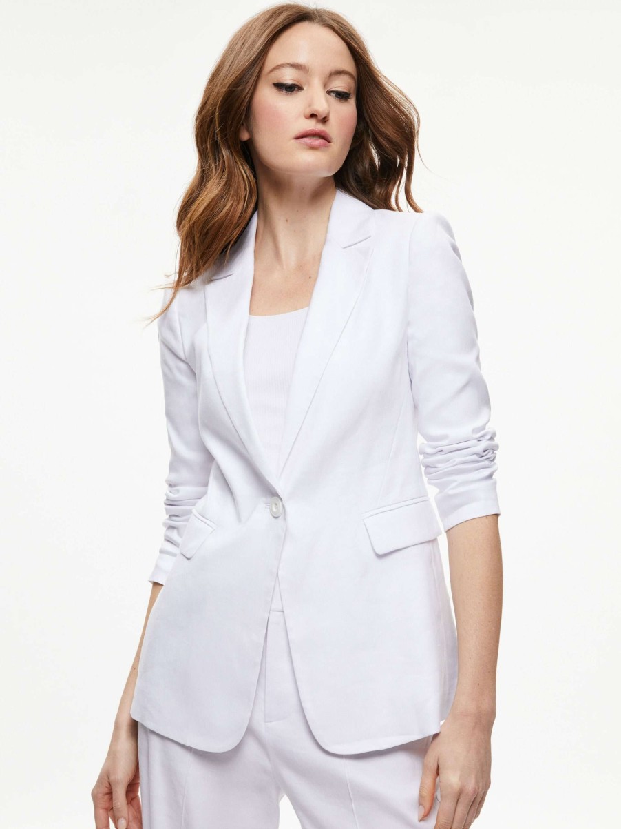 Jackets & Coats * | Macey Linen Blazer Alice And Olivia High Quality