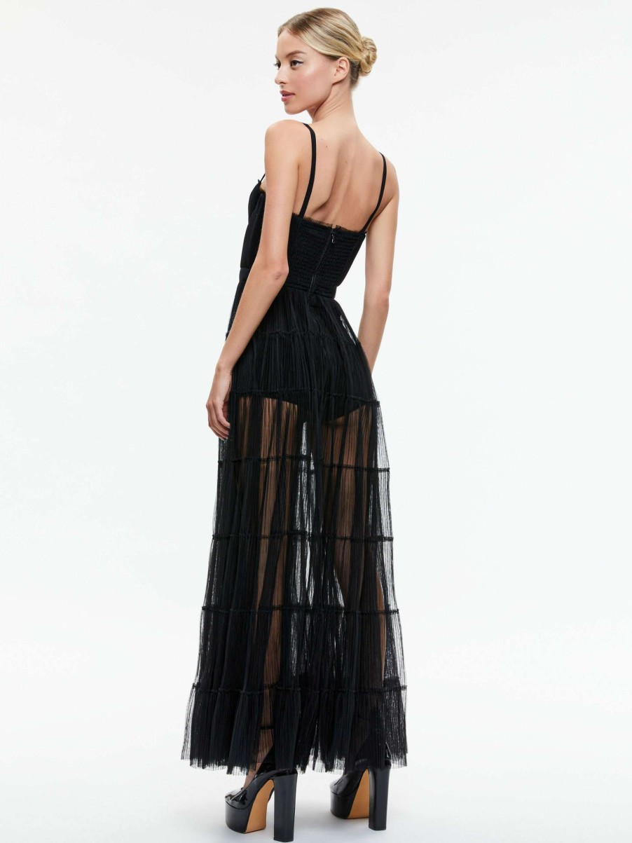 Dresses * | Deena Pleated Maxi Dress With Hot Pant Alice And Olivia Large Choice