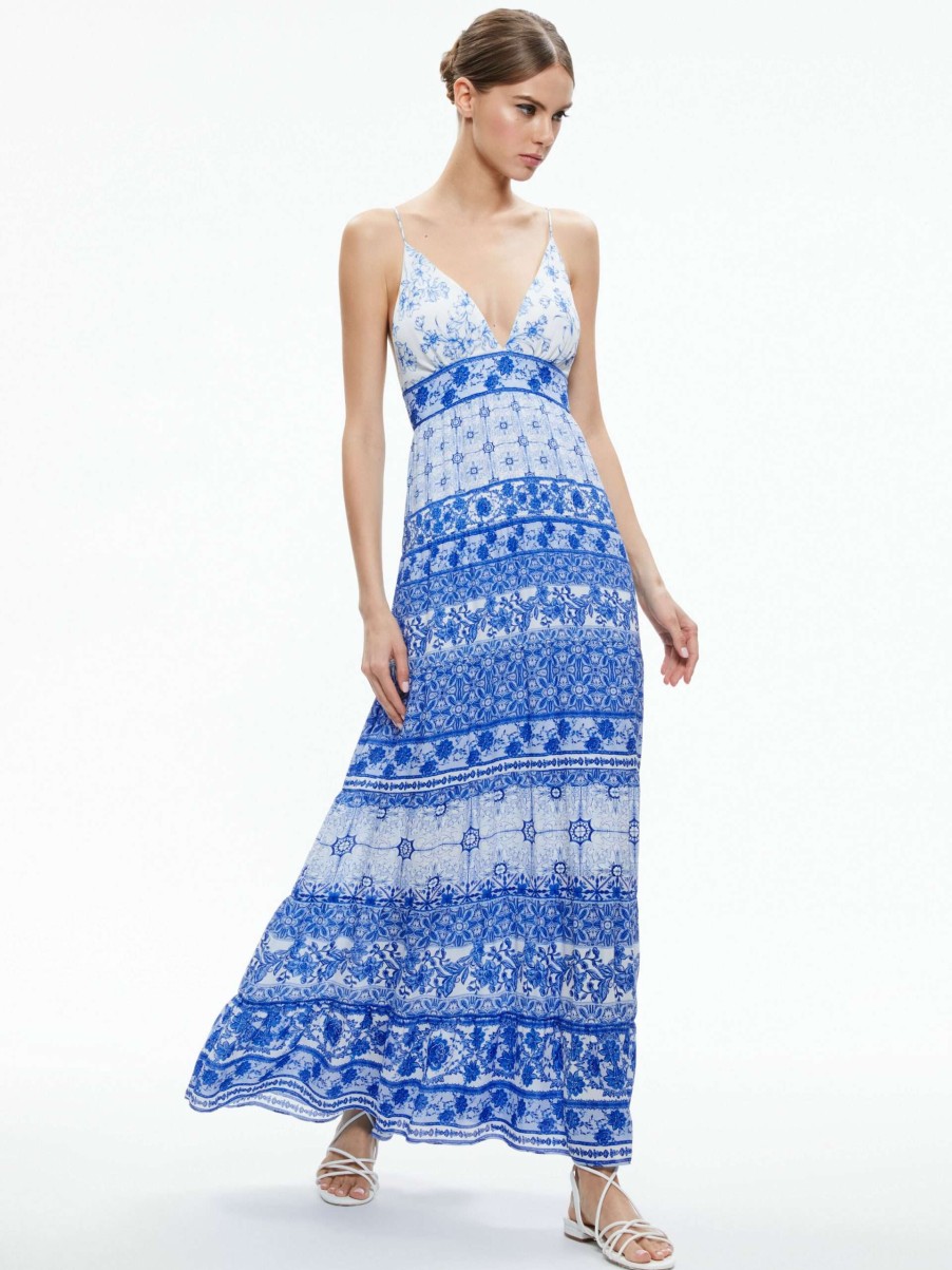 Dresses * | Karolina Tie Back Maxi Dress Alice And Olivia Less Expensive