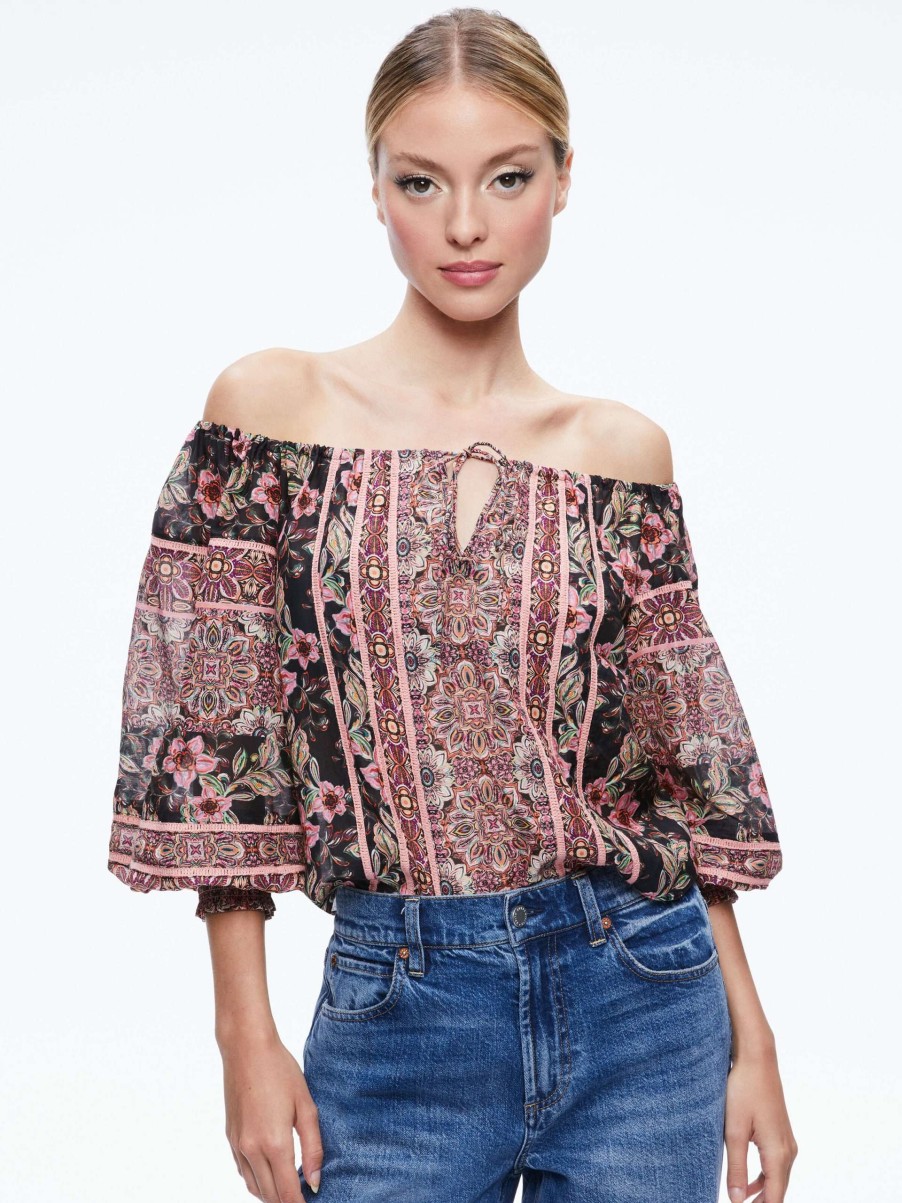 Tops * | Alta Off The Shoulder Top Alice And Olivia Crazy Deals