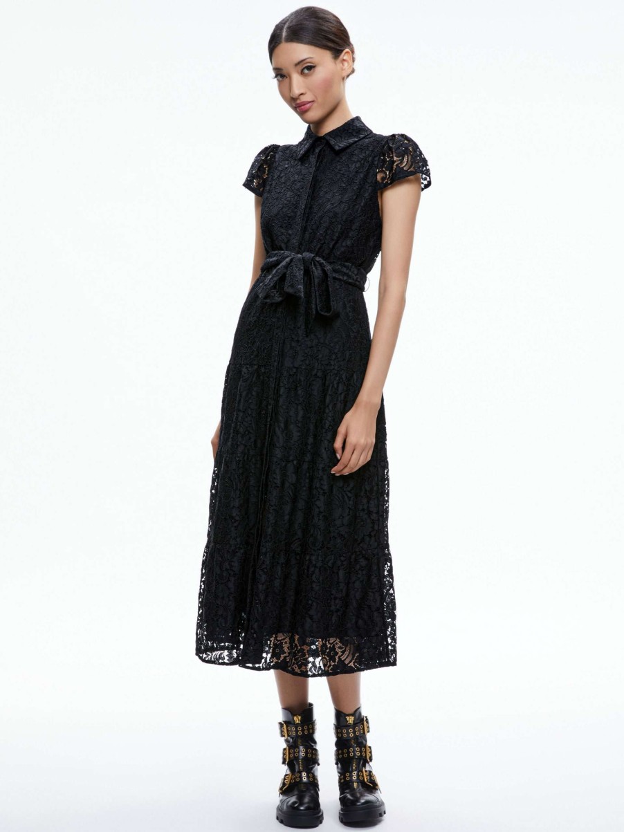 Dresses * | Miranda Lace Midi Dress Alice And Olivia Premium