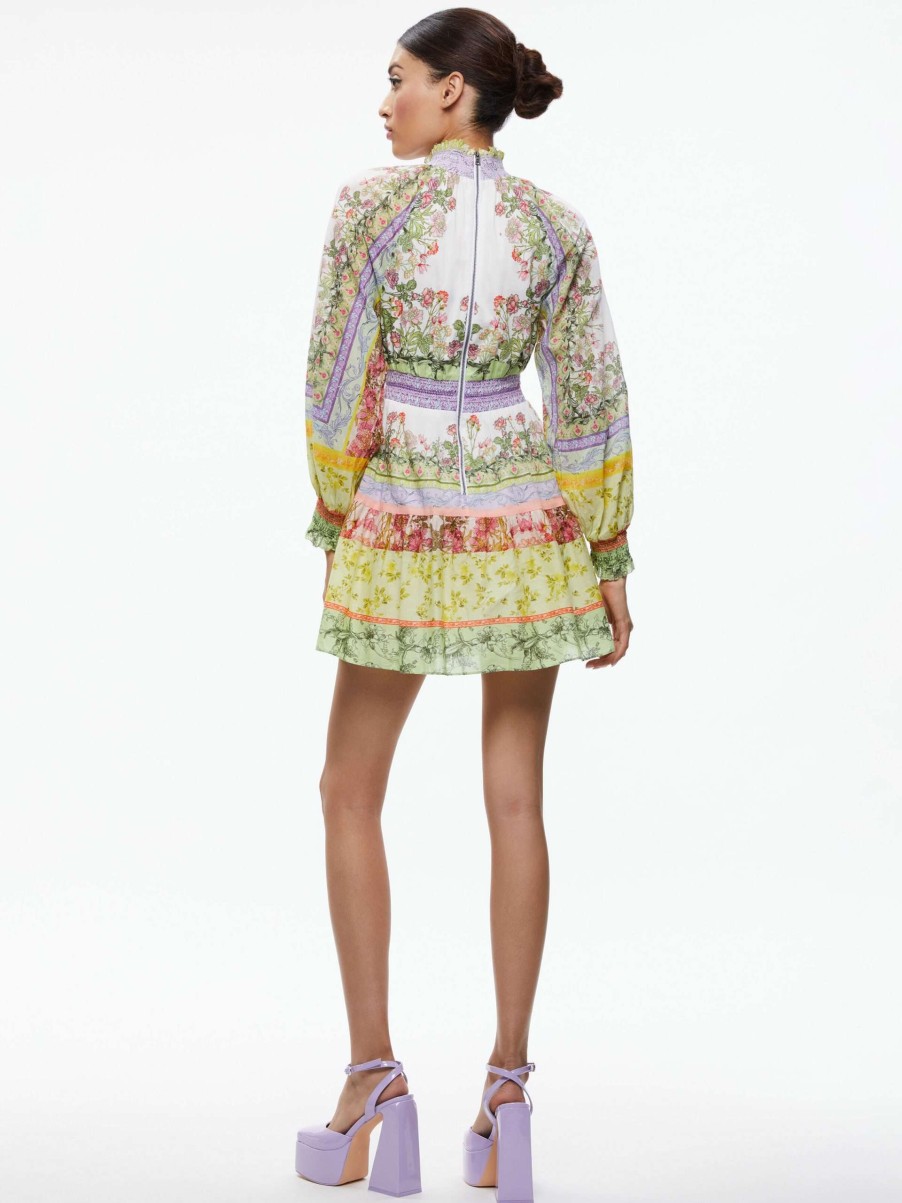 Dresses * | Lavinia Blouson Sleeve Mini Dress Alice And Olivia Crazy Deals