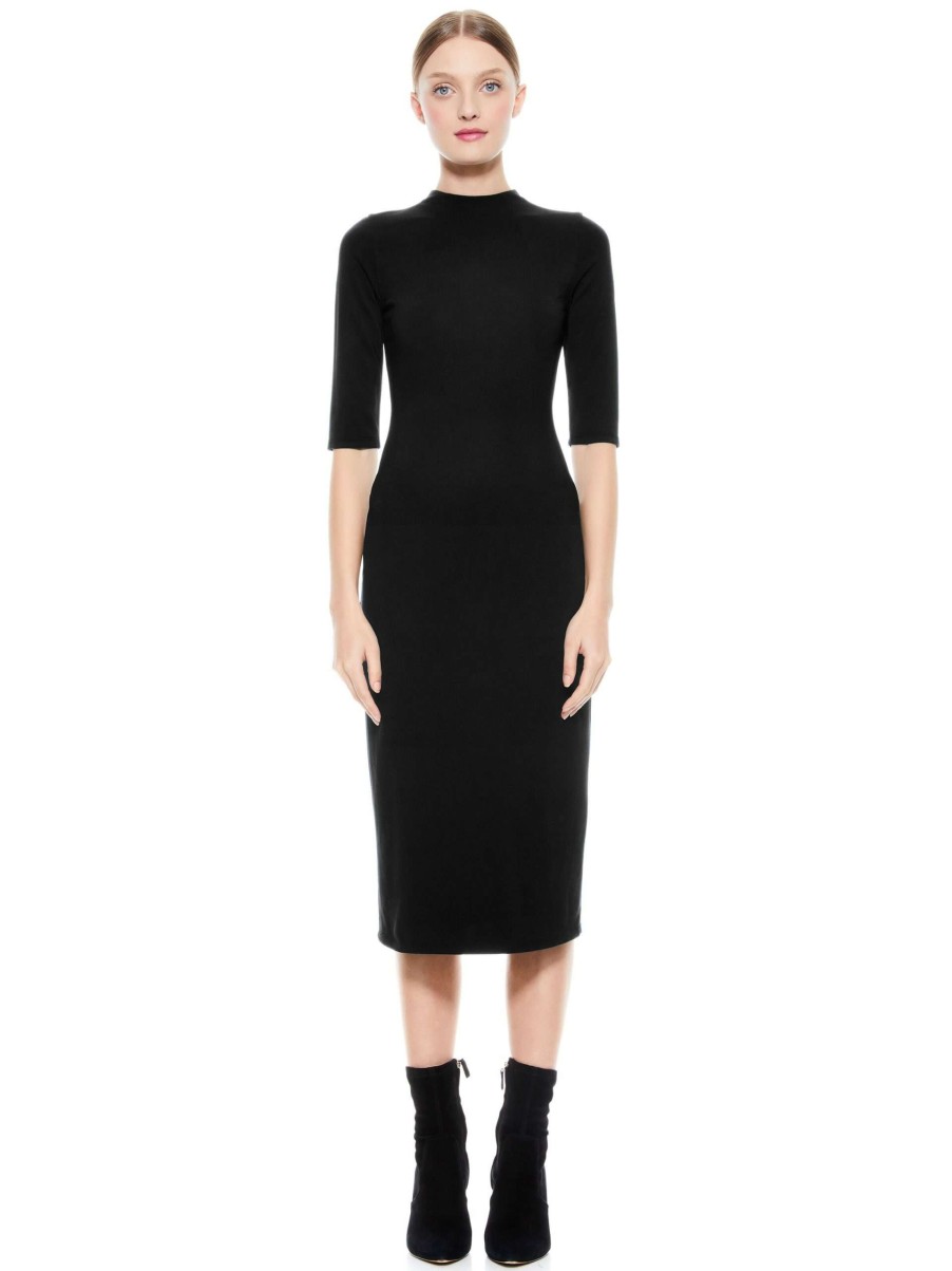 Dresses * | Delora Fitted Midi Dress Alice And Olivia Premium