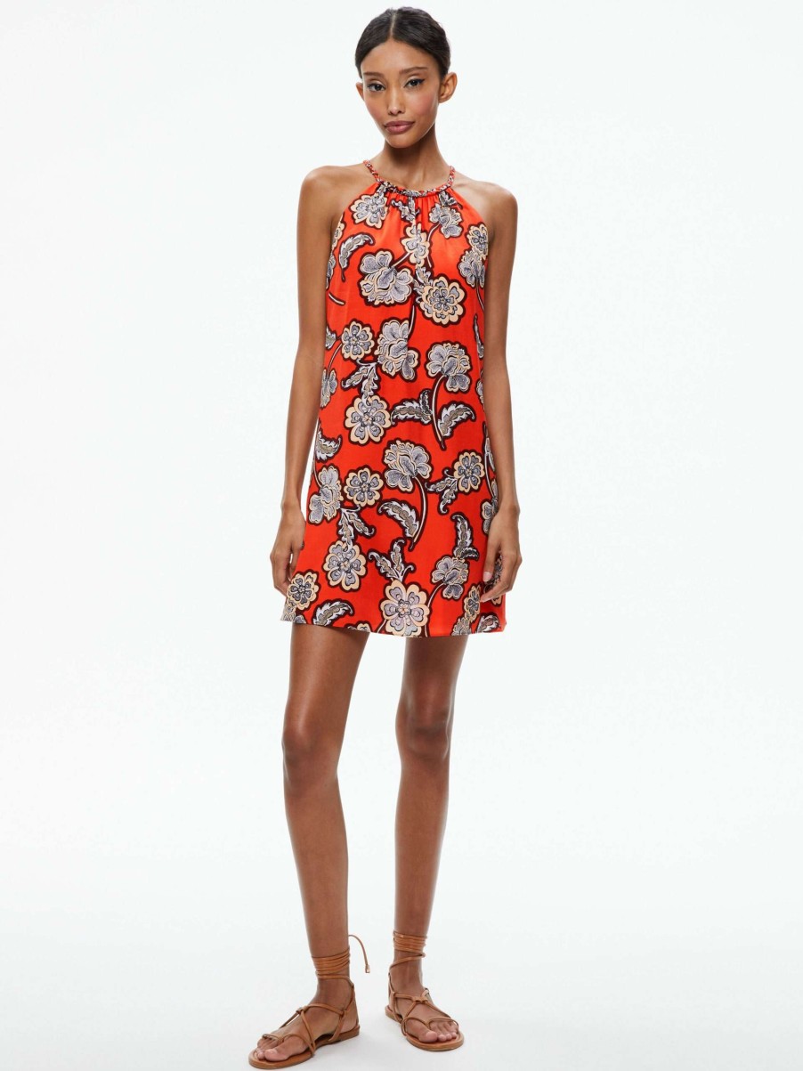 Dresses * | Quinn Braided Halterneck Mini Dress Alice And Olivia Fashionable