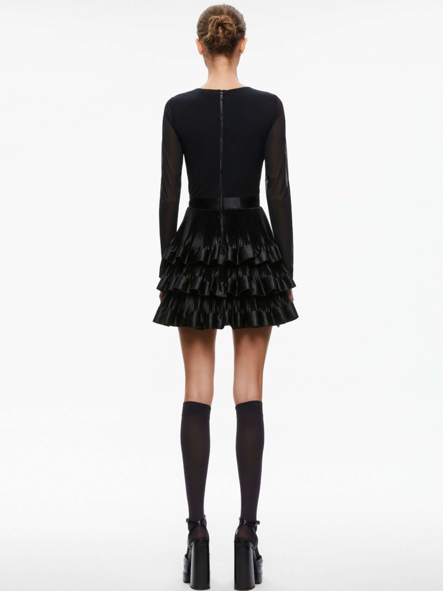 Dresses * | Chara Tiered Ruffle Mini Dress Alice And Olivia Official