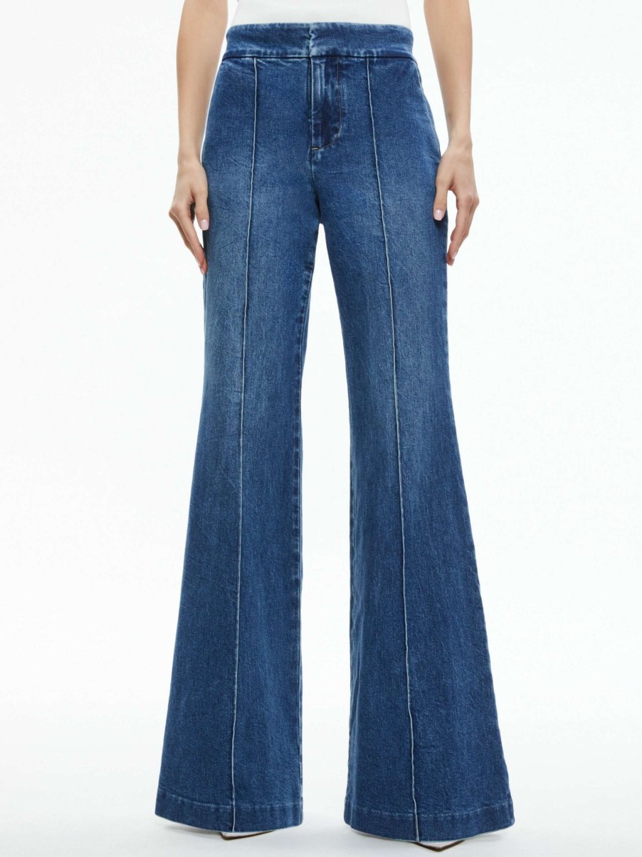 Pants * | Dylan High Waisted Wide Leg Jean Alice And Olivia Promotion