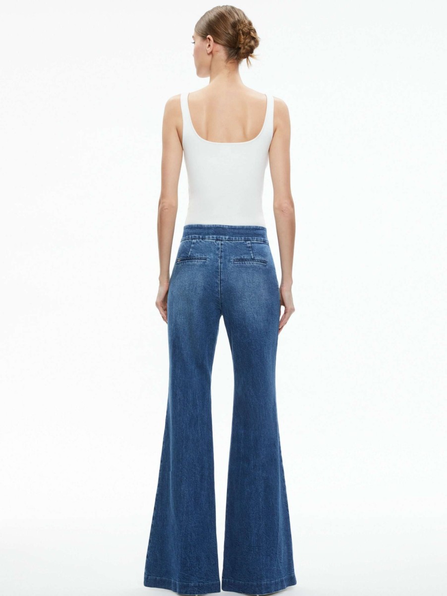 Pants * | Dylan High Waisted Wide Leg Jean Alice And Olivia Promotion