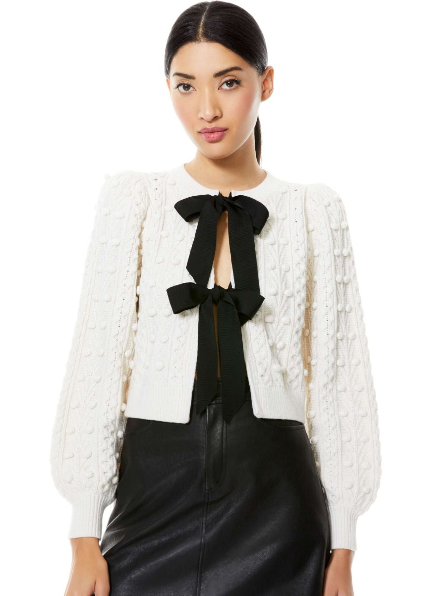 Sweaters * | Kitty Puff Sleeve Cardigan Alice And Olivia Free Delivery