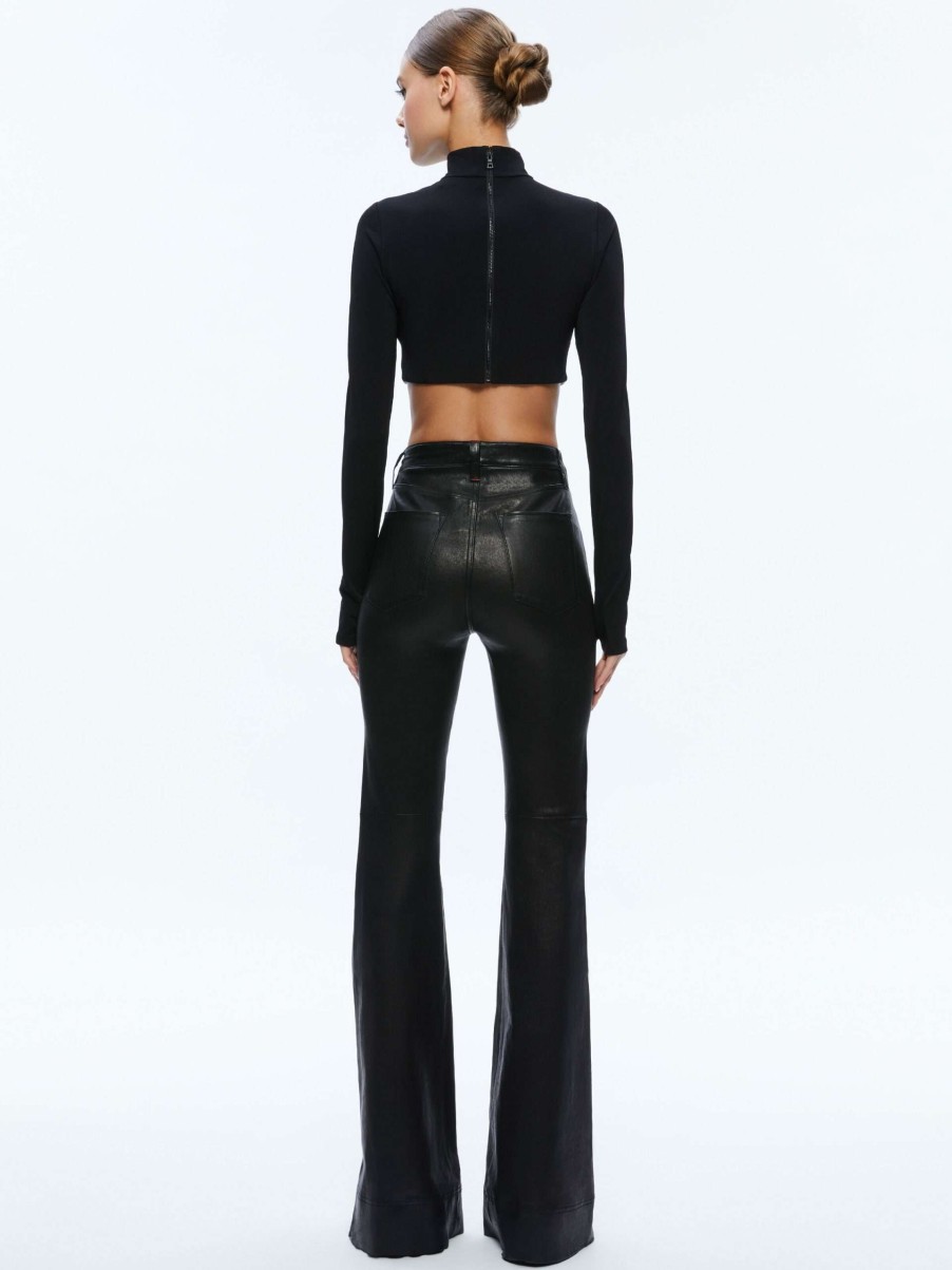 Tops * | Melange Rhinestone Cropped Turtleneck Alice And Olivia 100% Guarantee