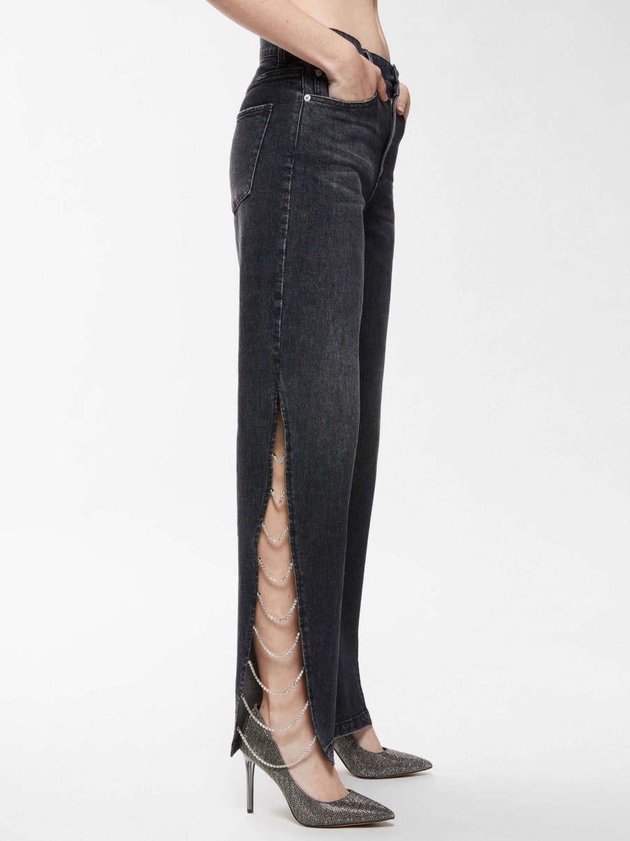 Pants * | Gayle Embellished Side Jean Alice And Olivia Excellent Quality