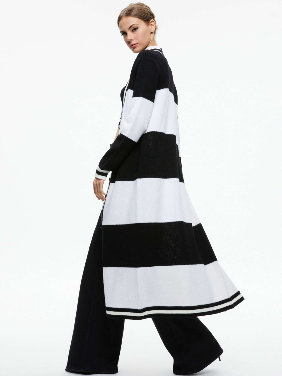 Sweaters * | Bradford Striped Long Cardigan Alice And Olivia Exclusive