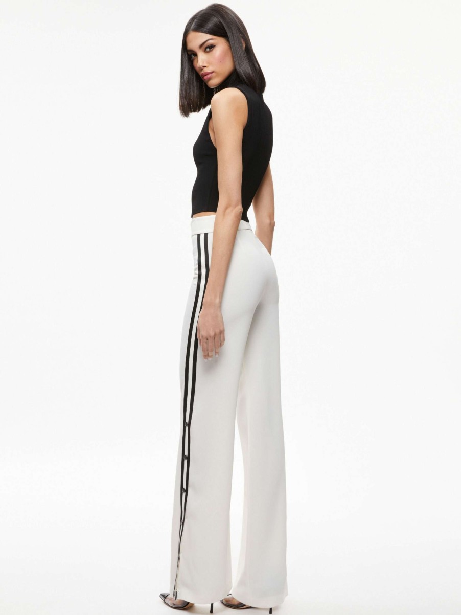 Pants * | Jc Side Snap Wide Leg Pant Alice And Olivia Less Expensive