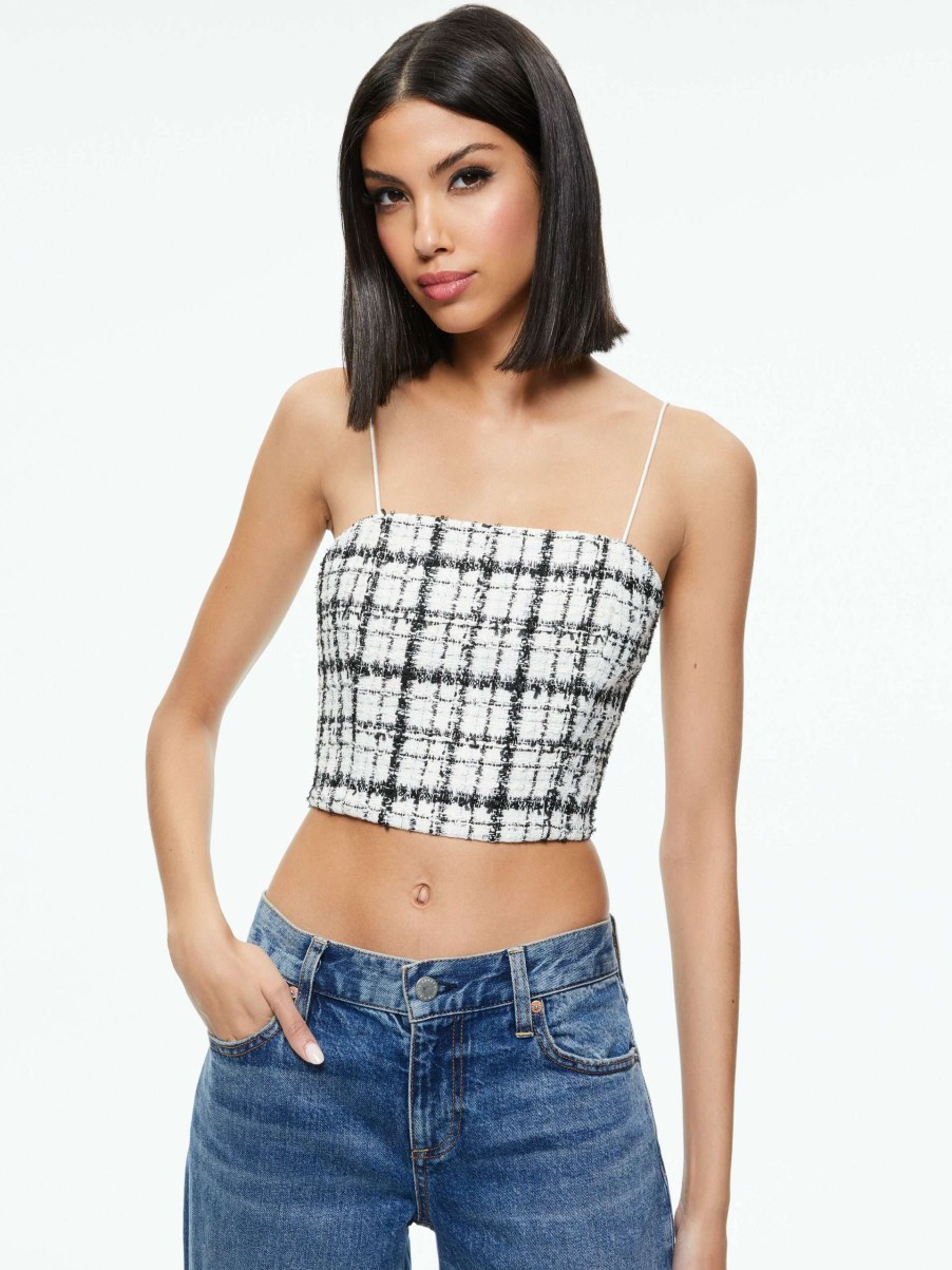 Tops * | Ceresi Tweed Crop Top Alice And Olivia Classical