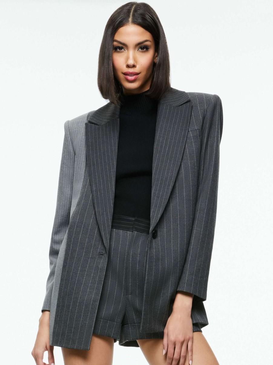 Jackets & Coats * | Colley Notch Collar Blazer Alice And Olivia Special Style