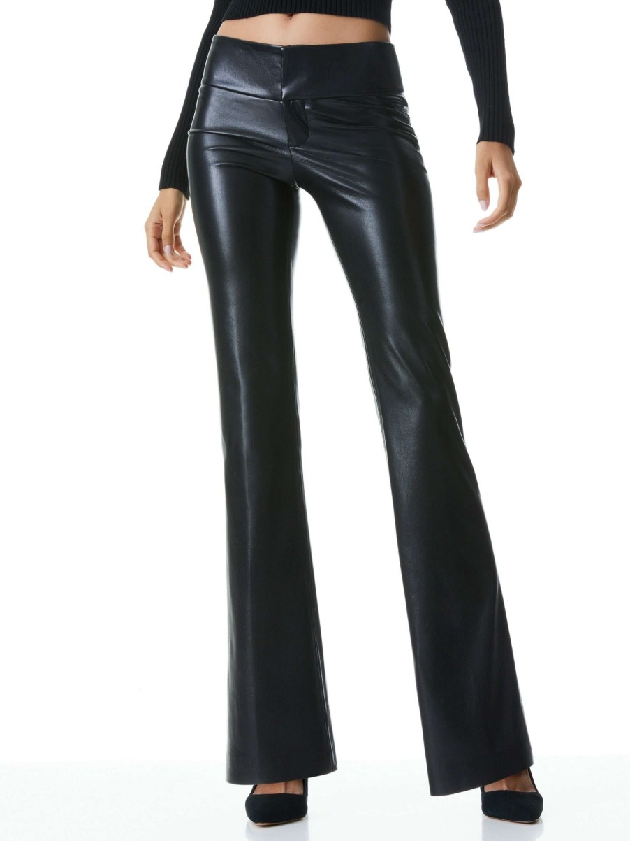 Pants * | Olivia Vegan Leather Bootcut Pant Alice And Olivia Sale Online