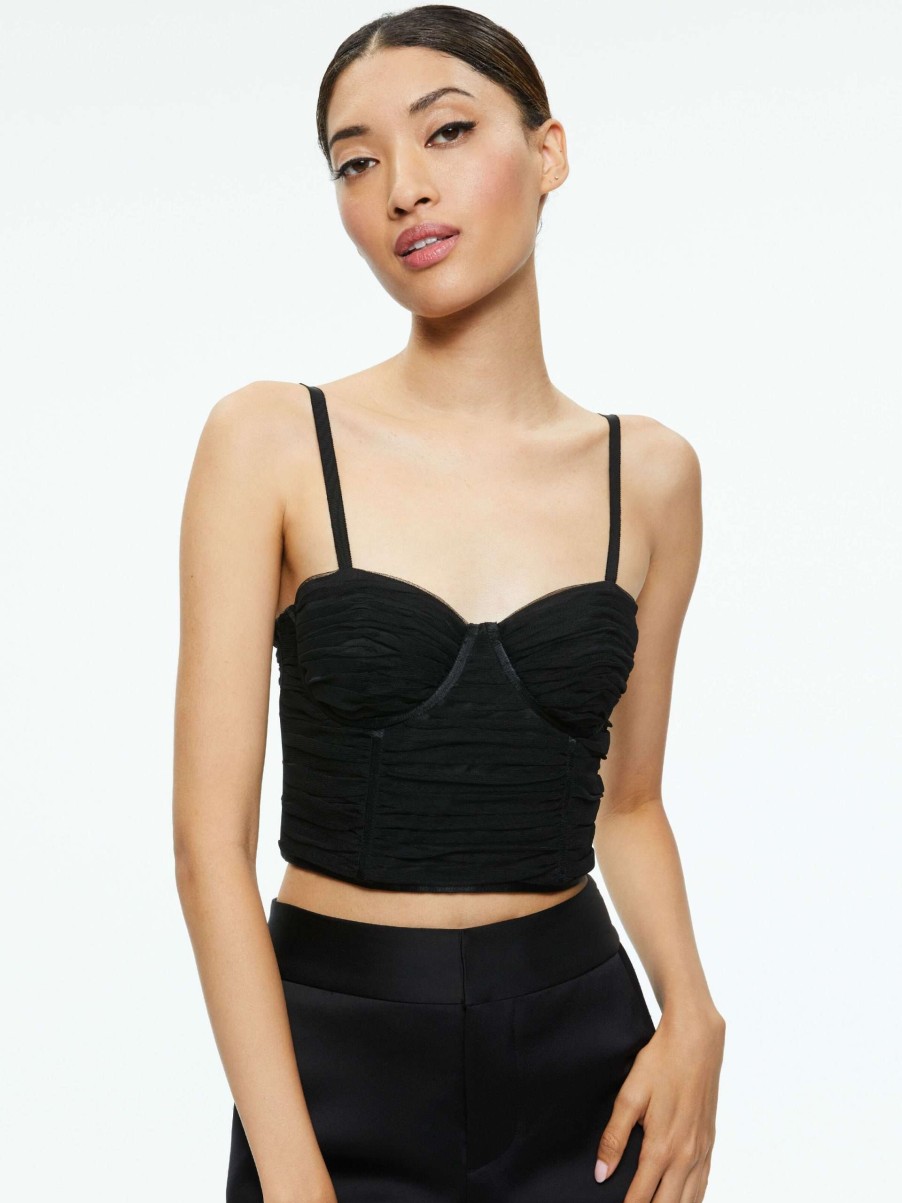 Tops * | Damia Ruched Bustier Top Alice And Olivia Discount Store