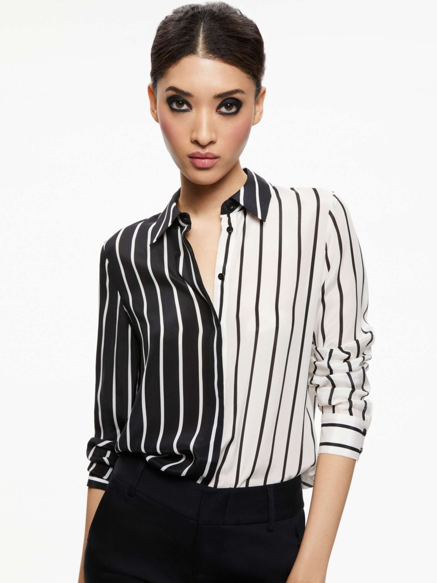 Tops * | Willa Placket Top Alice And Olivia Exclusive