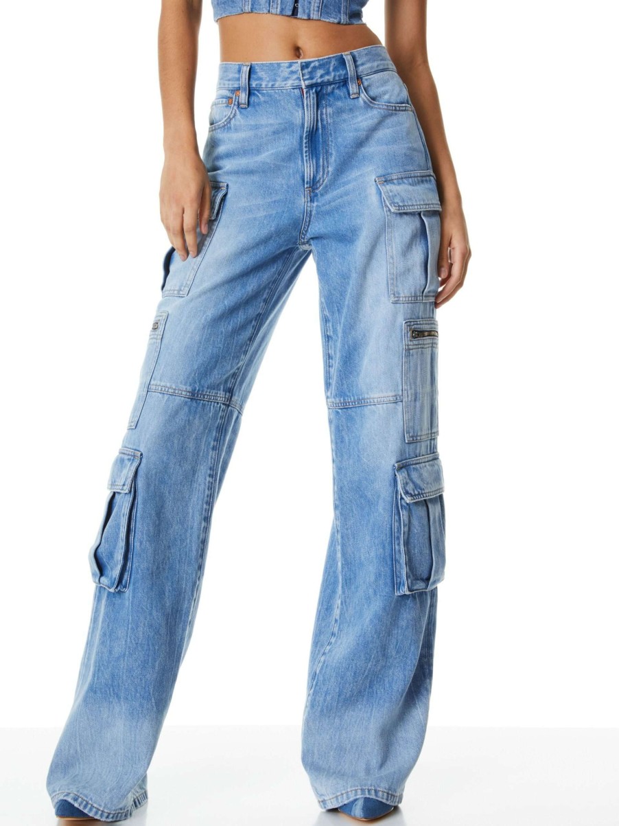 Pants * | Cay Baggy Cargo Jeans Alice And Olivia Free Delivery