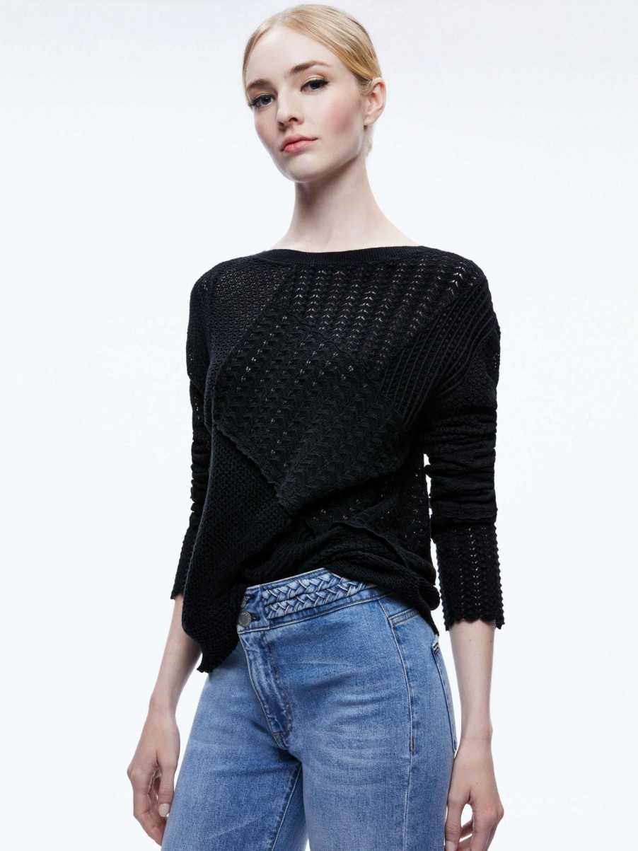 Sweaters * | Kravit Patchwork Sweater Alice And Olivia Clearance Sale