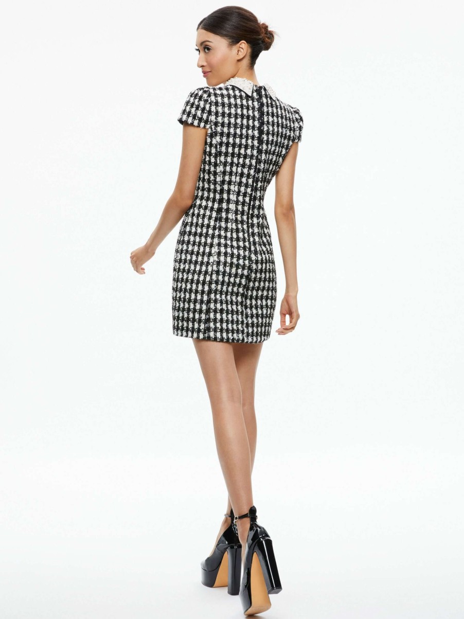 Dresses * | Velia Tweed Embellished Collar Mini Dress Alice And Olivia Fashionable