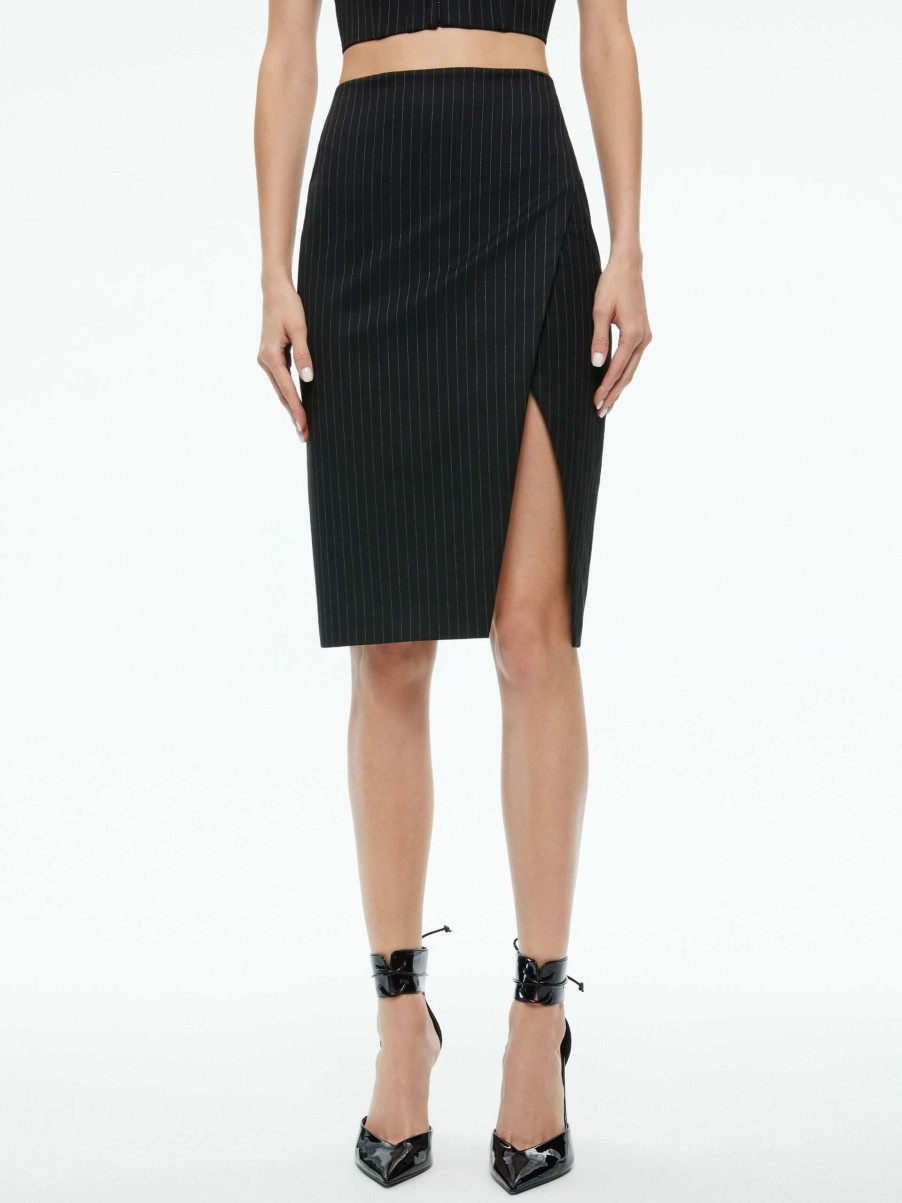 Skirts * | Siobhan Front Wrap Midi Skirt Alice And Olivia Less Expensive