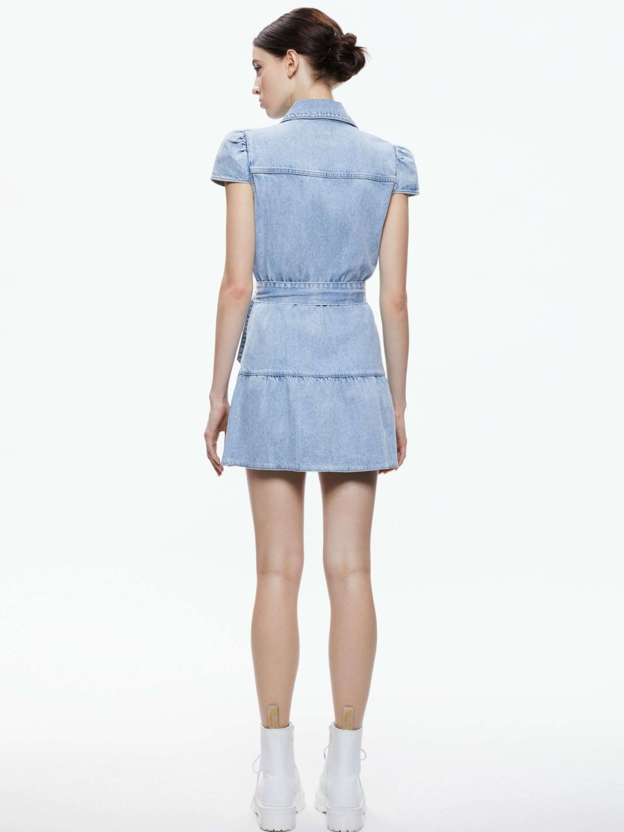 Dresses * | Miranda Mini Denim Dress Alice And Olivia Classical