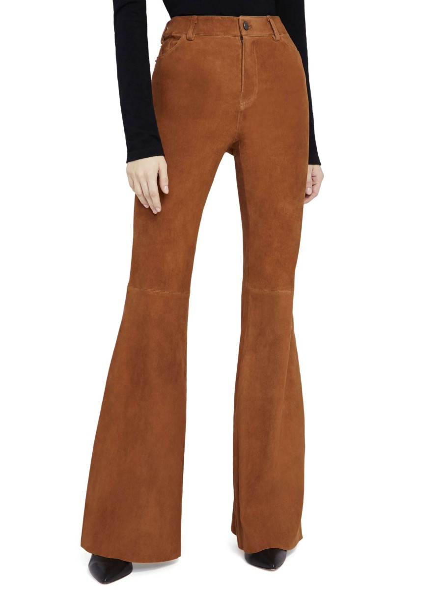 Pants * | Brent High Waisted Suede Pant Alice And Olivia 100% Guarantee