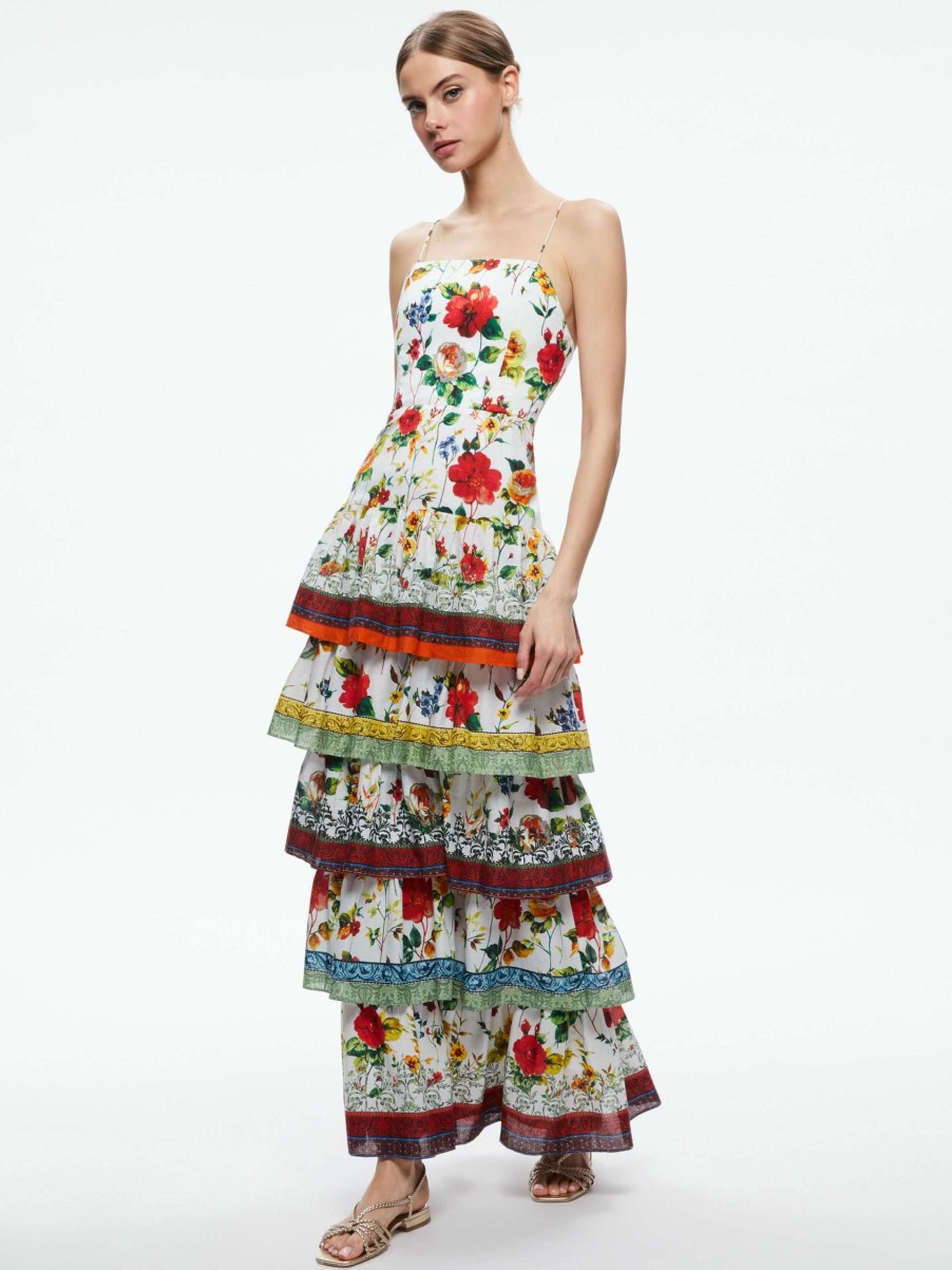 Dresses * | Valencia Spaghetti Strap Maxi Dress Alice And Olivia Promotions