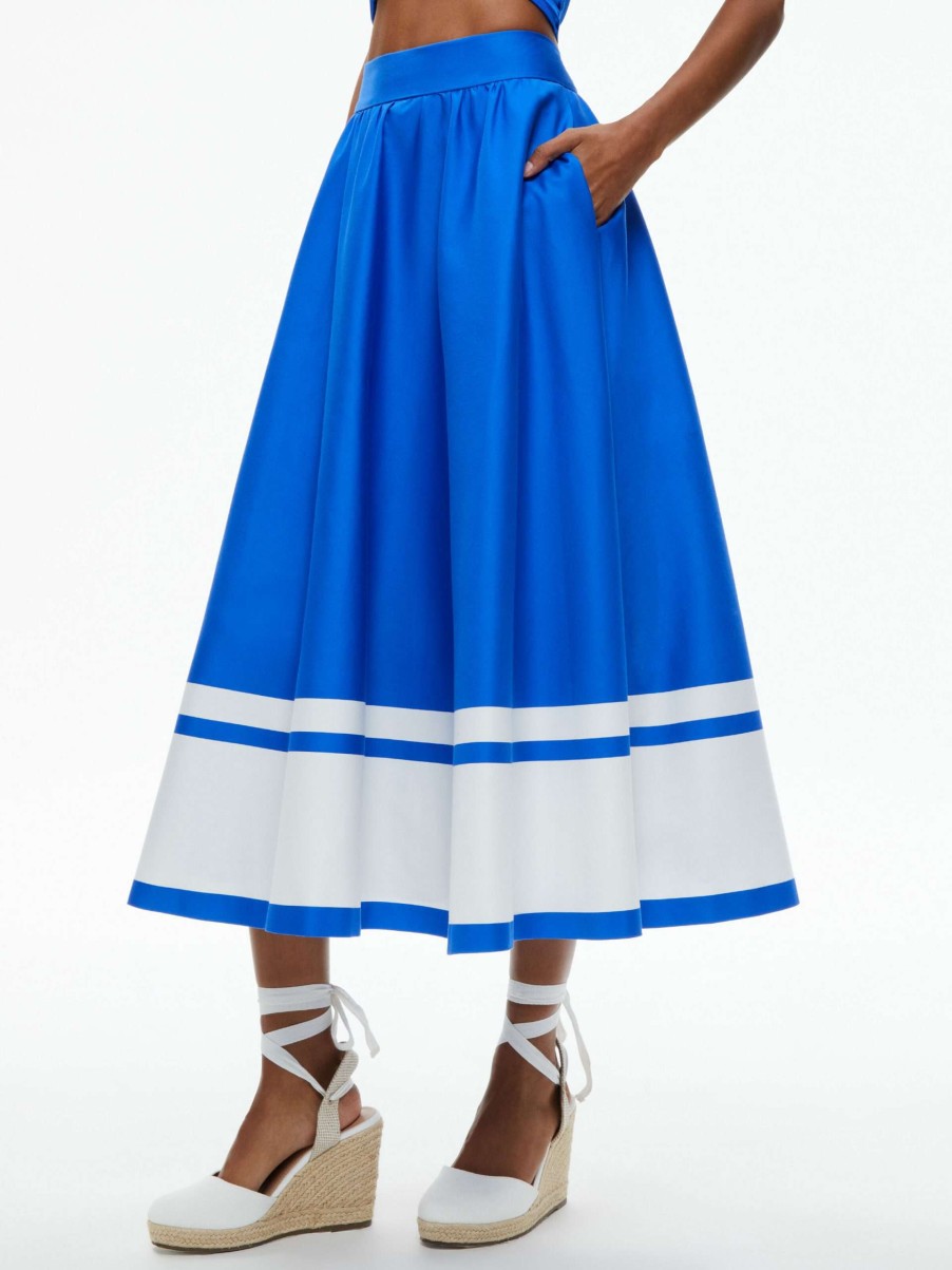 Skirts * | Earla High Waisted Midi Skirt Alice And Olivia Free Delivery