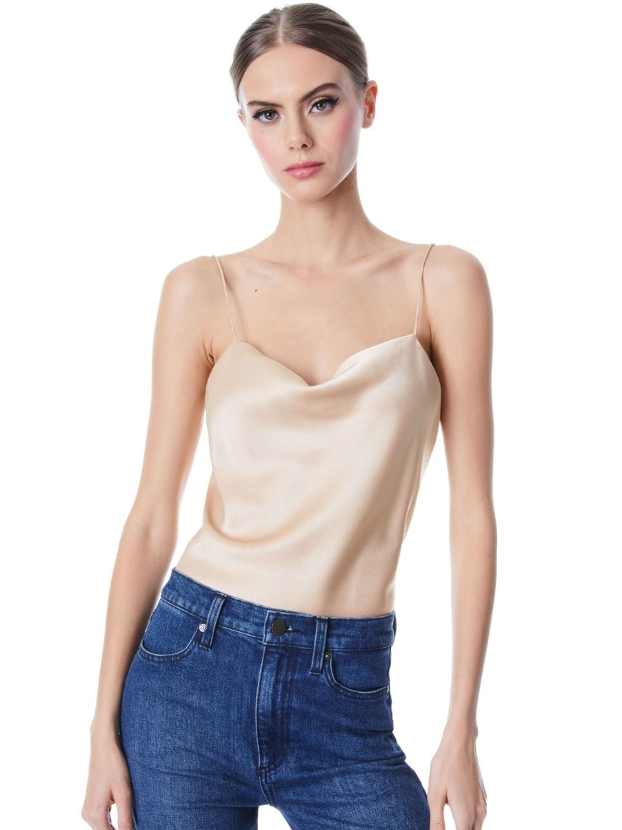 Tops * | Harmon Drapey Slip Tank Alice And Olivia Discount Online