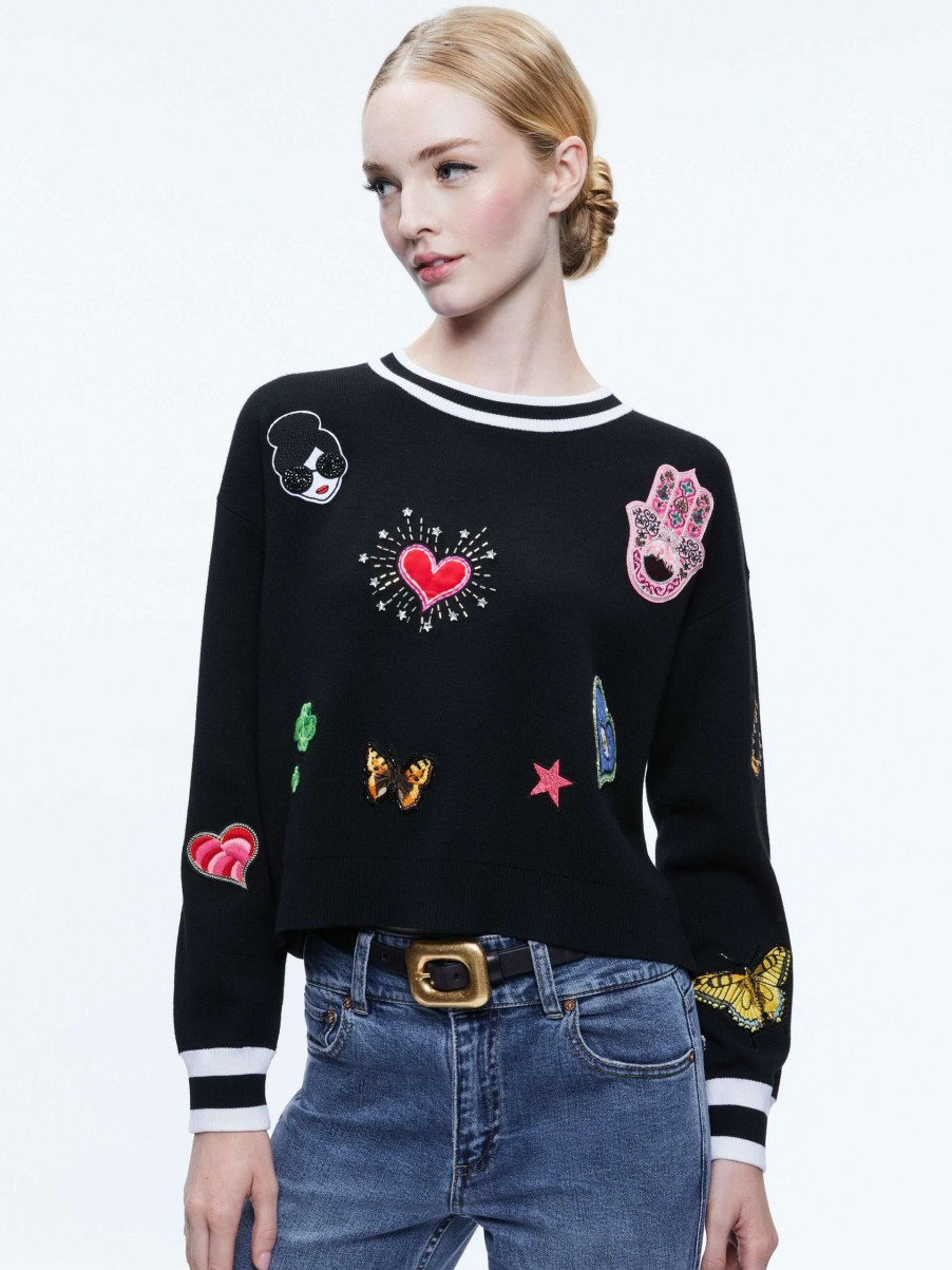 Sweaters * | Gleeson Patch Pullover Alice And Olivia Classical