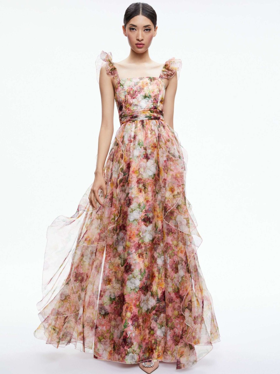 Dresses * | Jasmina Ruffle Gown Alice And Olivia Featured