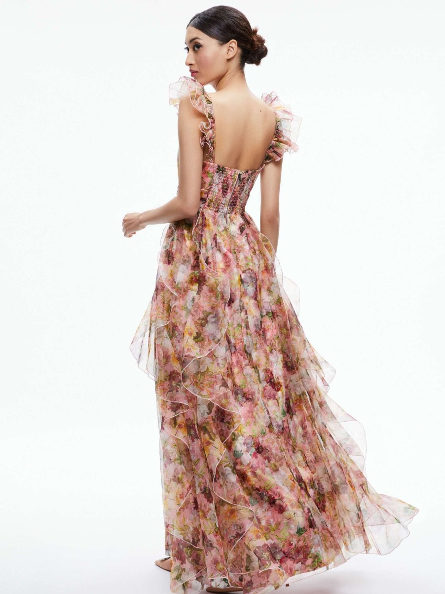 Dresses * | Jasmina Ruffle Gown Alice And Olivia Featured