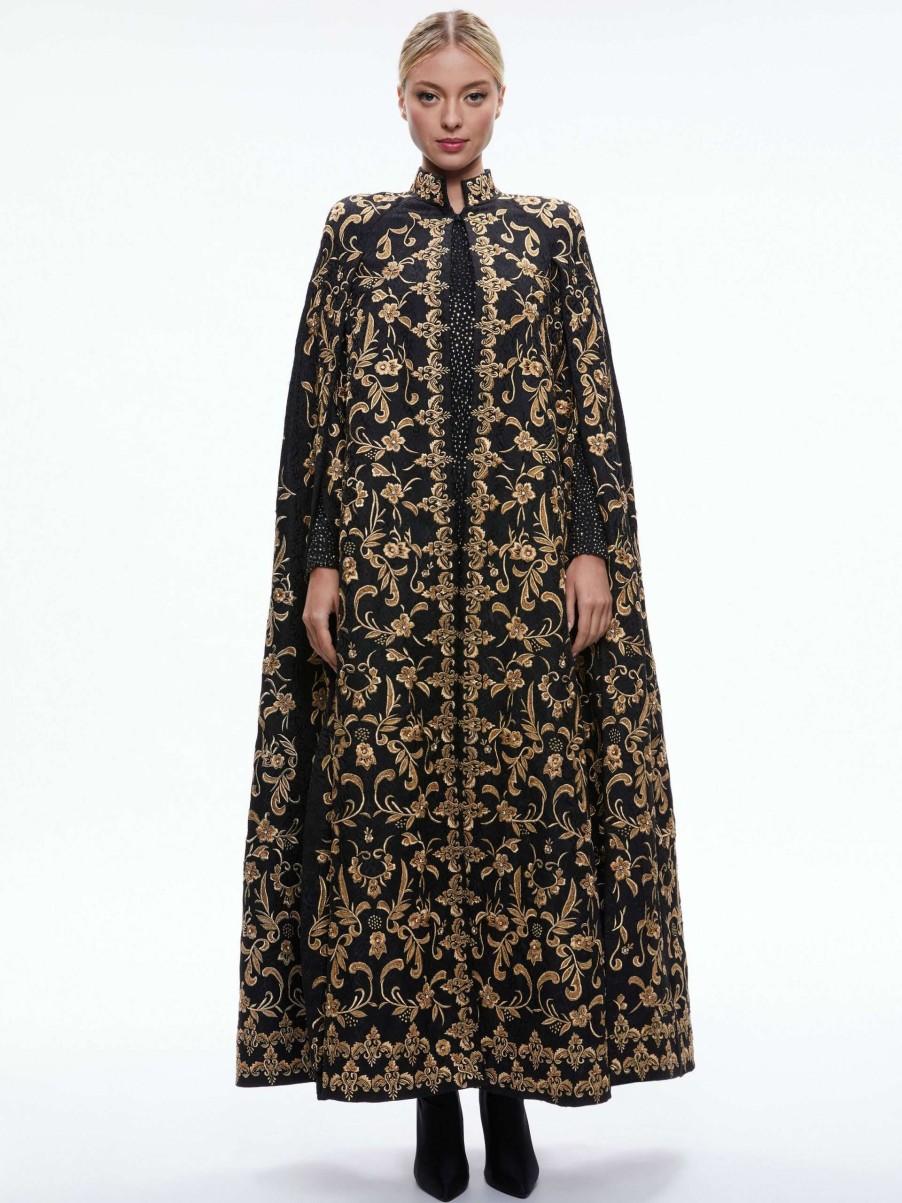 Jackets & Coats * | Soila Collared Maxi Cape Alice And Olivia Official