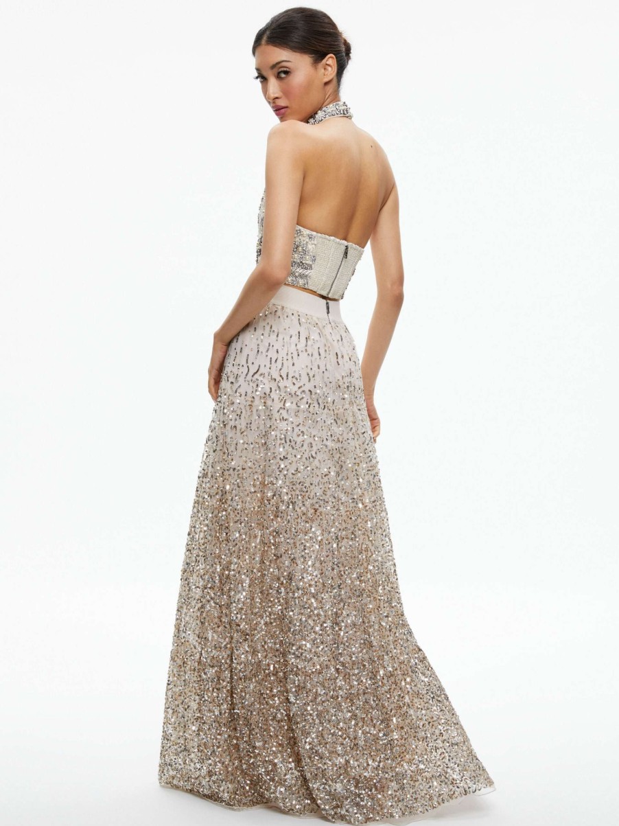 Skirts * | Catrina Sequin Embellished Gown Skirt Alice And Olivia Special Style