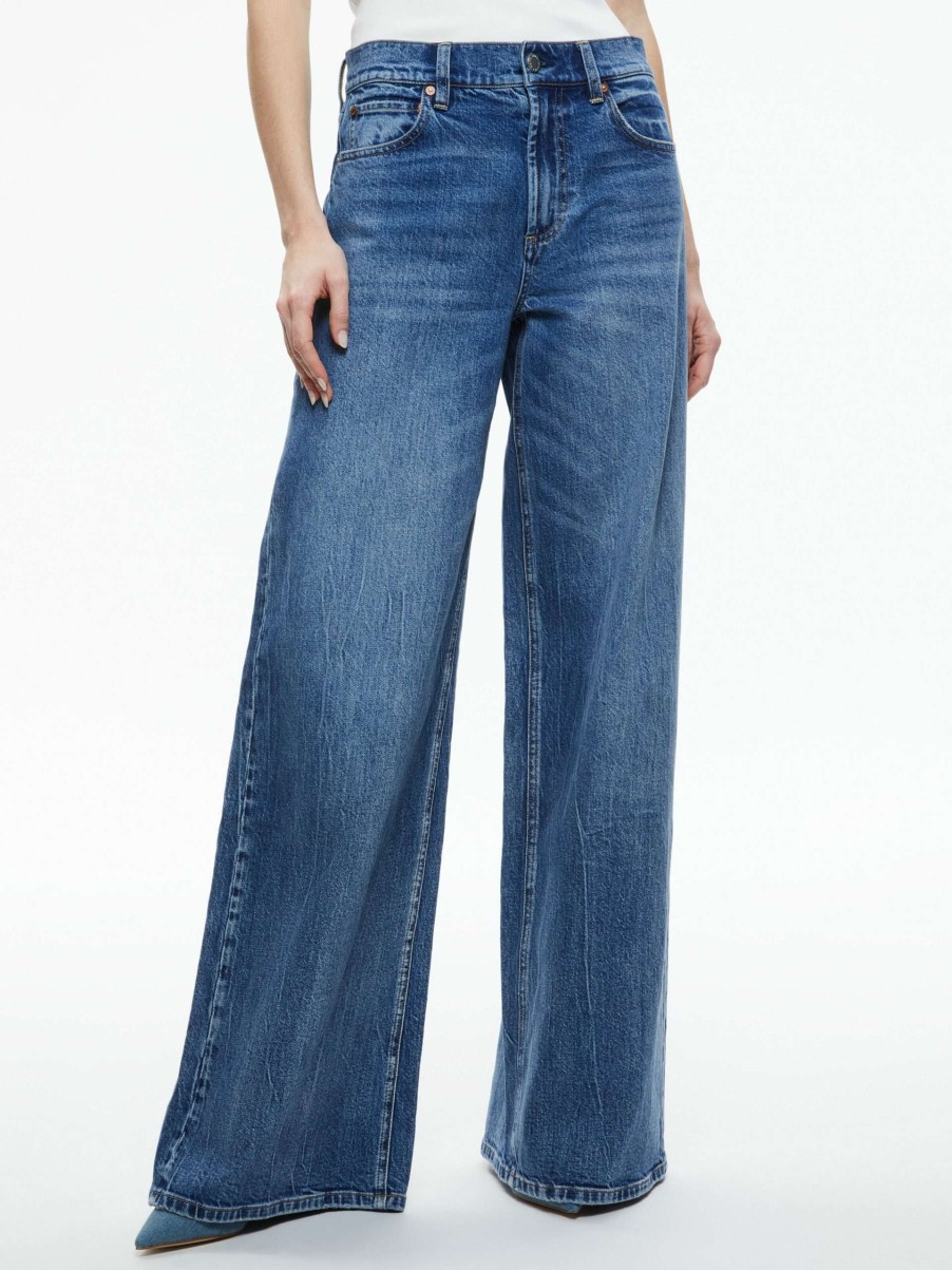 Pants * | Trish Mid Rise Baggy Jean Alice And Olivia Special Style