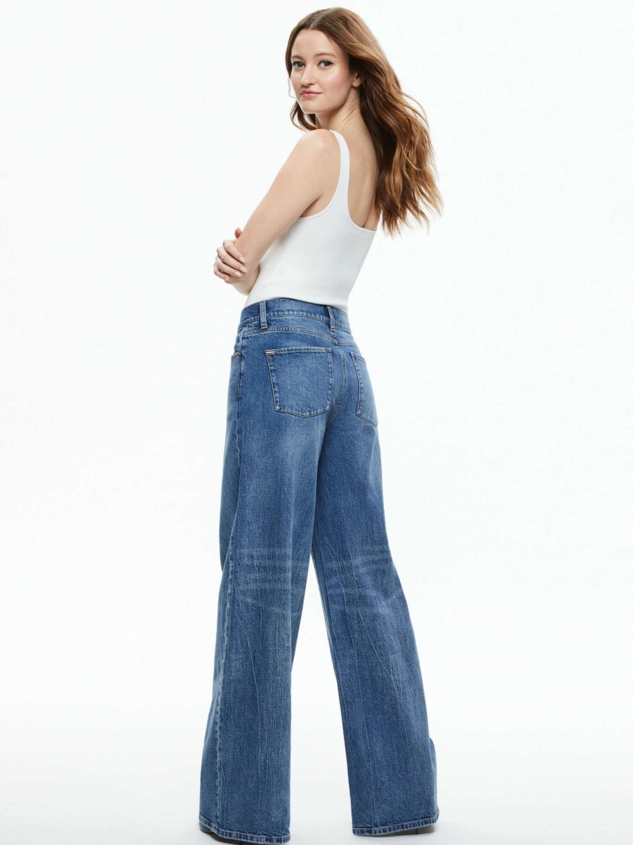 Pants * | Trish Mid Rise Baggy Jean Alice And Olivia Special Style