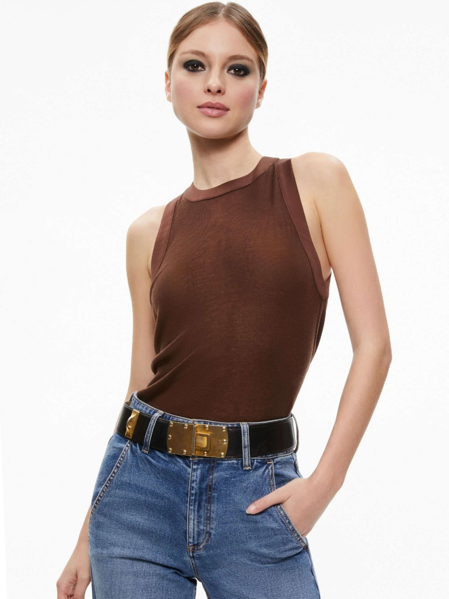 Tops * | Angelina Crewneck Tank Alice And Olivia Best-Selling