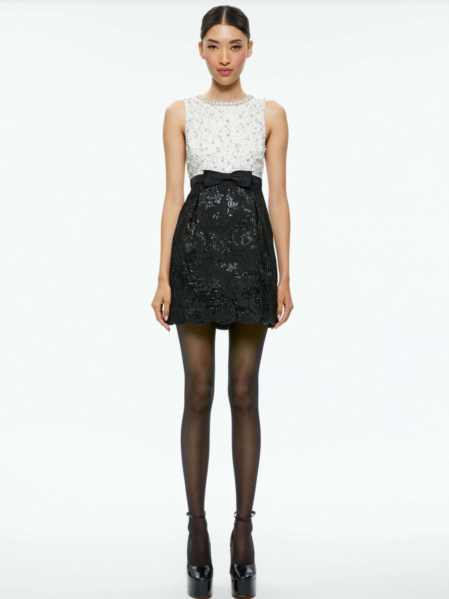 Dresses * | True Embellished Bodice Mini Dress Alice And Olivia Best Quality