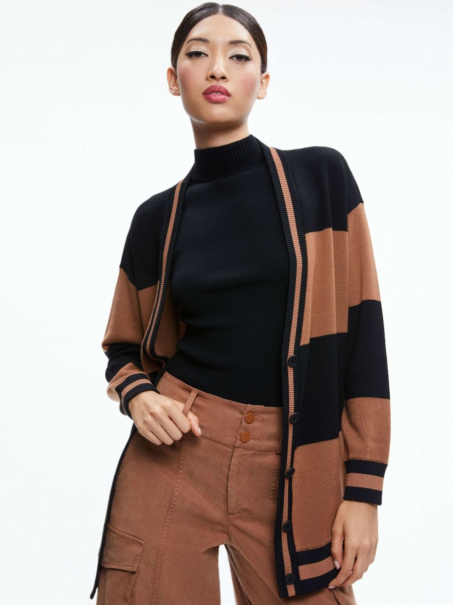 Sweaters * | Barry Oversized V-Neck Cardigan Alice And Olivia Featured