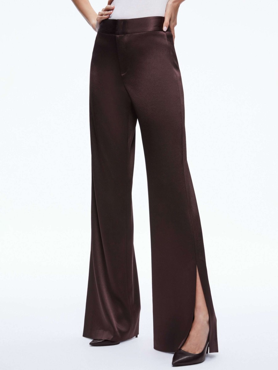 Pants * | Jc Wide Leg Side Slit Pant Alice And Olivia Discount Sale